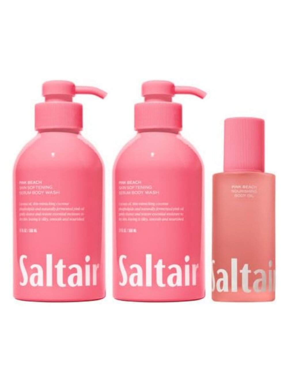 Pink Beach Body Care Set | Wash, After Shower Oil & Moisturizer | 3 Piece Kit